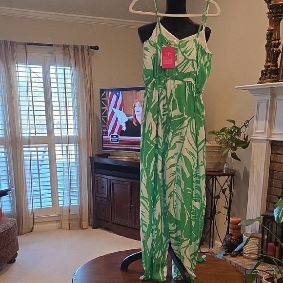 Lilly Pulitzer Vibrant Green and White Jumpsuit - Picture 3 of 7